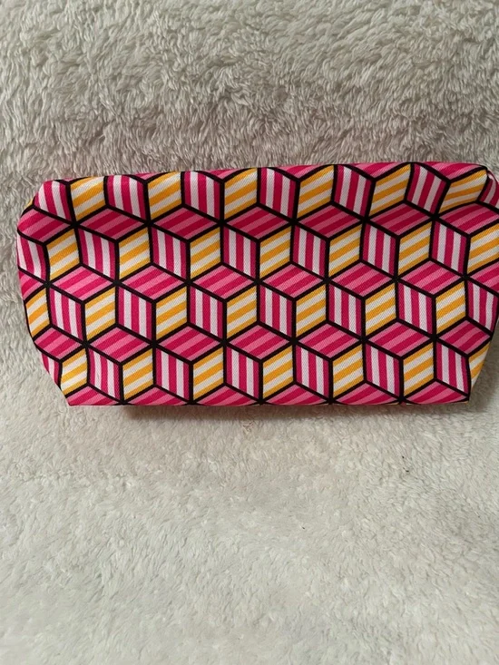 Clinique Pink Yellow Geometric Cosmetic Bag - Picture 2 of 3